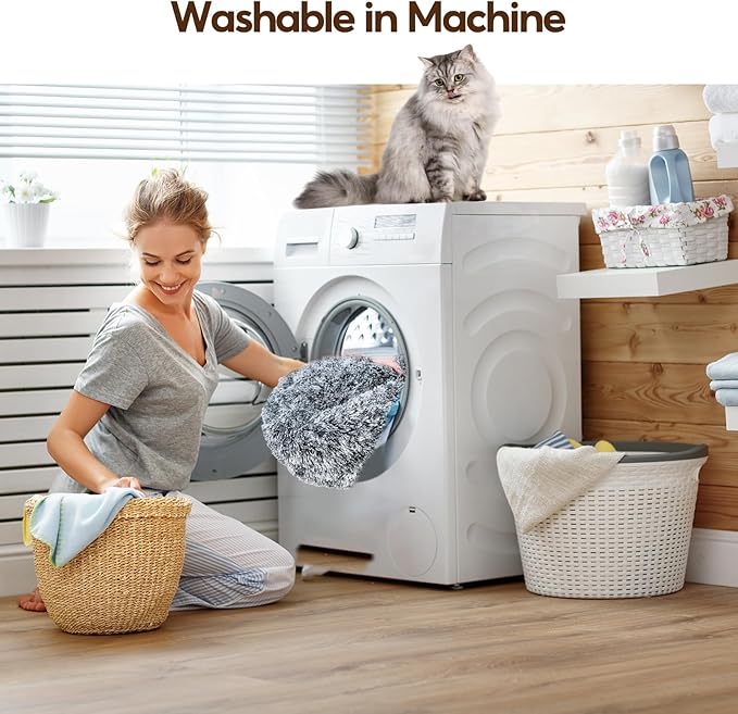 Cat Bed for Indoor Cats Self Warming Washable-Round with Slip-Resistant Bottom Warm Cuddler Cushion Bed Pet Furniture for Small Medium Large Kittens - 23 Inch Dark Grey