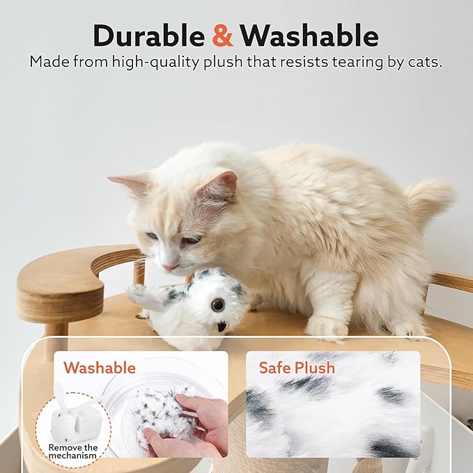 Flapping Owl Cat Toys, Interactive Cat Exercise Toy with Lifelike Bird Chirp, USB Rechargeable Automatic Cat Kicker Catnip Toys for Bored Indoor Adult Cats Kittens