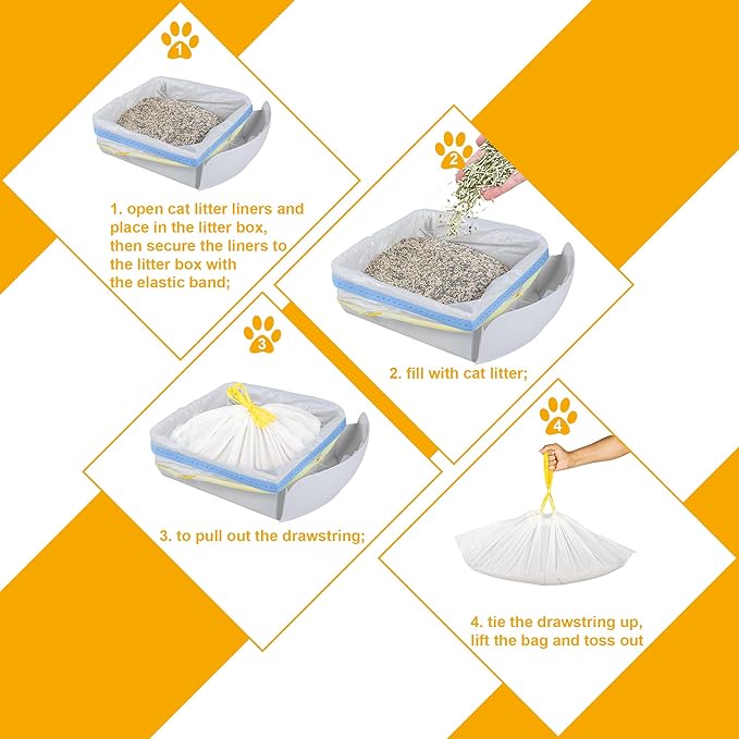 60 Count Cat Litter Box Liners Bags For Litter Robot 4 and 3, 26.5" X 16.7" Drawstring Litter Robot Liners Bags For Self-Cleaning Litter Box,Thick And Heavy Duty Litter Robot Waste Bags
