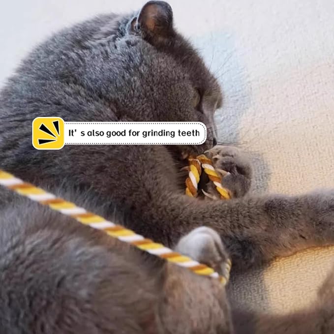 IUHKBH Cat Wands, 3 PCS Colorful Rope Cat Toys Interactive Cat Teaser Wands with Bell for All Breed Sizes