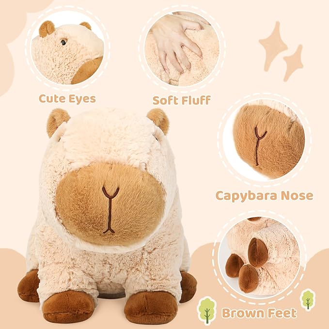 Cute Capybara Plush Pillows Kawaii Soft Capybara Stuffed Animals Capybara Plushie Birthday for Kids(9in)