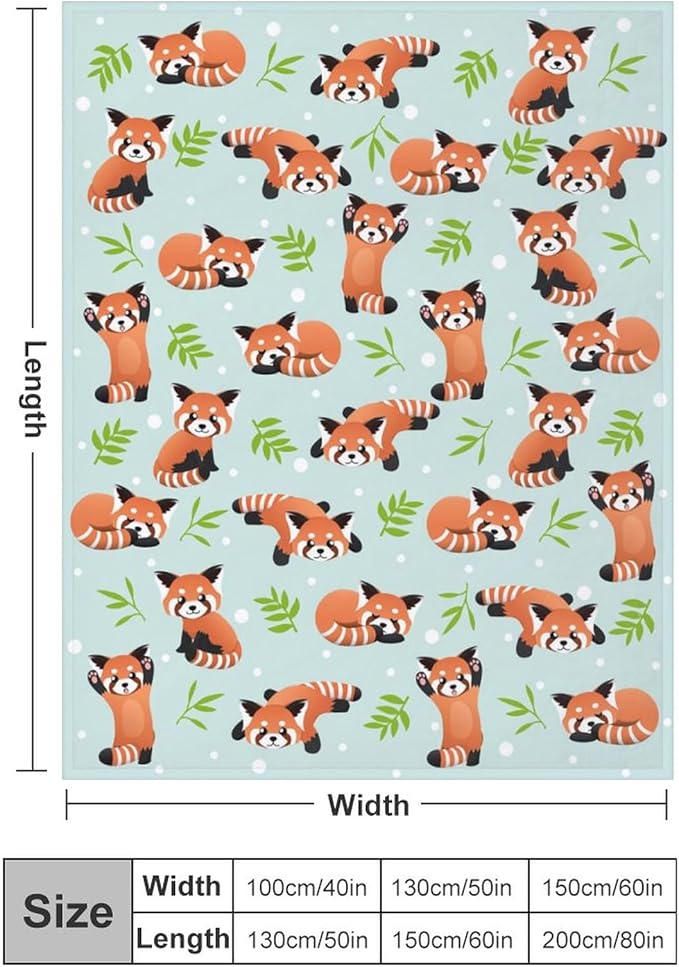 Cute Red Panda Blanket Bedding Soft Lightweight Flannel Throw Blankets for Kids Adults Bedroom Living Room Sofa Gifts 60"X50"