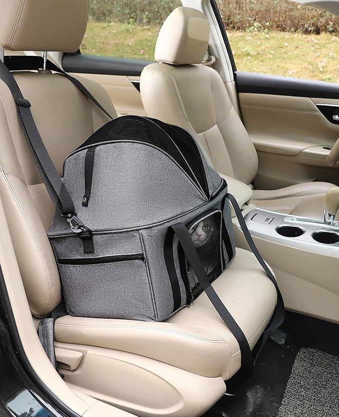 BurgeonNest Top-Expandable Large Cat Carrier, Soft Sided Cat Bag Carrier for Medium Large Cat 15 lbs, Upgrade Small Dog Car Seat, Collapsible Puppy Travel Bag with Semi-Open Mode Canopy