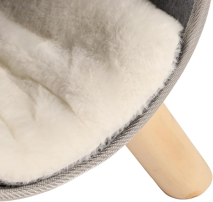 Cat Tunnel Bed, Elevated Cat Tunnel, Wooden Legs Soft Felt Plush Pad Pet Tunnel Bed Cat Peekaboo Cave for Cats, and Small Dogs, Washable Cat Play Tunnel for Hideaway