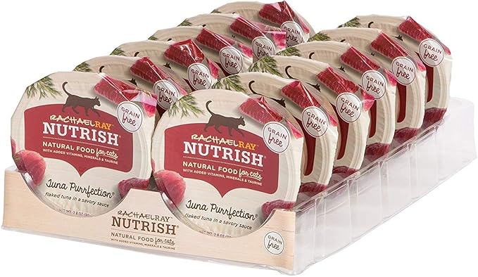 Rachael Ray Nutrish Natural Wet Cat Food with Added Vitamins, Minerals & Taurine, Tuna Purrfection Recipe, 2.8 Ounce Cup (Pack of 12), Grain Free