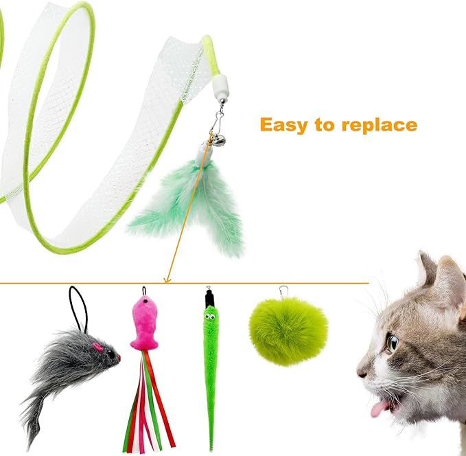 Spiral Tunnel Cat Toy, Self Play Cat Hunting Spiral Tunnel Toy Spiral Cat Toy, Folded Cat Tunnel Spring Toy for Indoor Cats (Green)