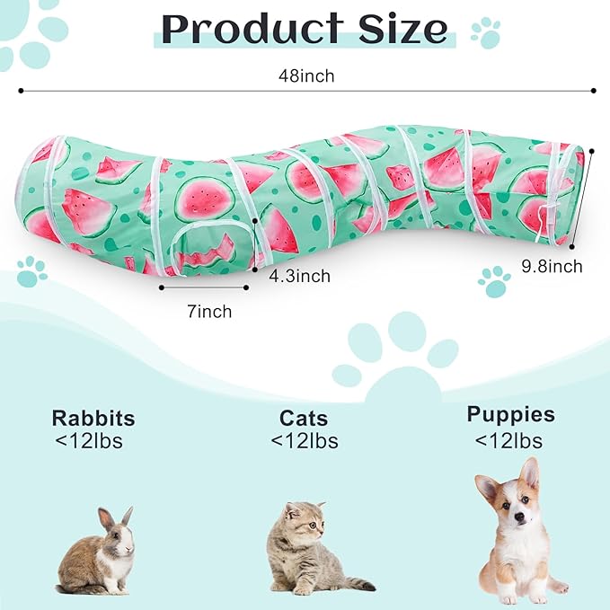 Cat Tunnel, S-Shape Cat Tunnels for Indoor Cats Foldable Cat Toys Cute Cat Tube with Mouse Toy Pet Cat Stuff