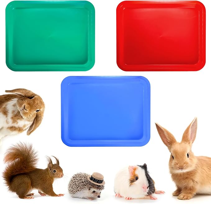 Hiceeden 6 Pcs Open Kitten Litter Box, 15.3 x 12 x 1.4 Inch Plstic Small Cat Litter Tray, Low Entry Travel Toilet Litter Pan for Rabbit, Kitty, Bunny, Guinea Pig, Multi Color