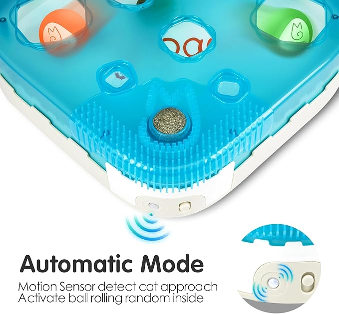 Migipaws Cat Toy,7-in-1 Automatic Interactive Kitten Toys Pack,Rolling Ball,Cat Feather Wand,Catnip Ball,Cat Self Grommer,Cardboard Cat House,Rechargeable,Paw Palace for Indoor Cats