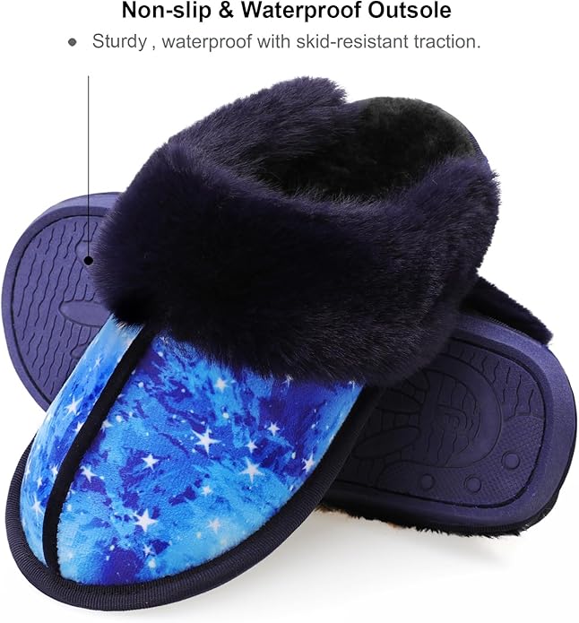 Besroad Winter Fuzzy House Slippers Sandals Plush Faux Fur Fluffy Flats Slippers Warm Slide Shoes for Women