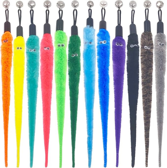 Cat Worm Toy Refills Cat Wand Replacement Worms, 12 PCS Cat Worms Refill, Cat Wand Attachments Worm for Cat Toys