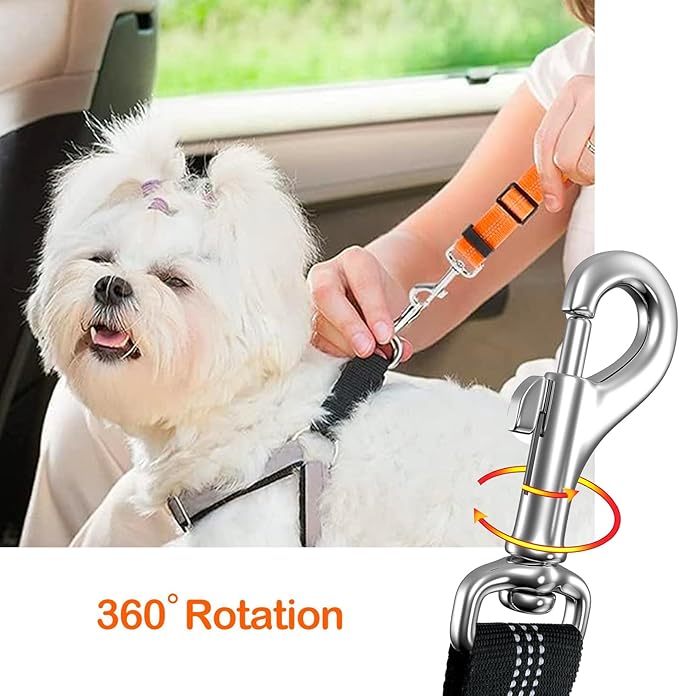 2 Packs Removable Dog Seat Belt Harness for Car, 3 in 1 Pet Dog Car Seatbelt Leash, Retractable Restraint Secures to Vehicle Headrest & Adjustable Reflective Dog Seatbelt Tether