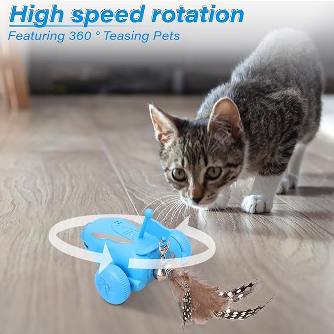 Interactive Cat Toy Fast Rolling in Pouch, Simulated Interactive Hunting Cat Toy, Hide and Seek Kitten Toy,Motion Activate Chirping Cat Toy with MystiChaser Pouch