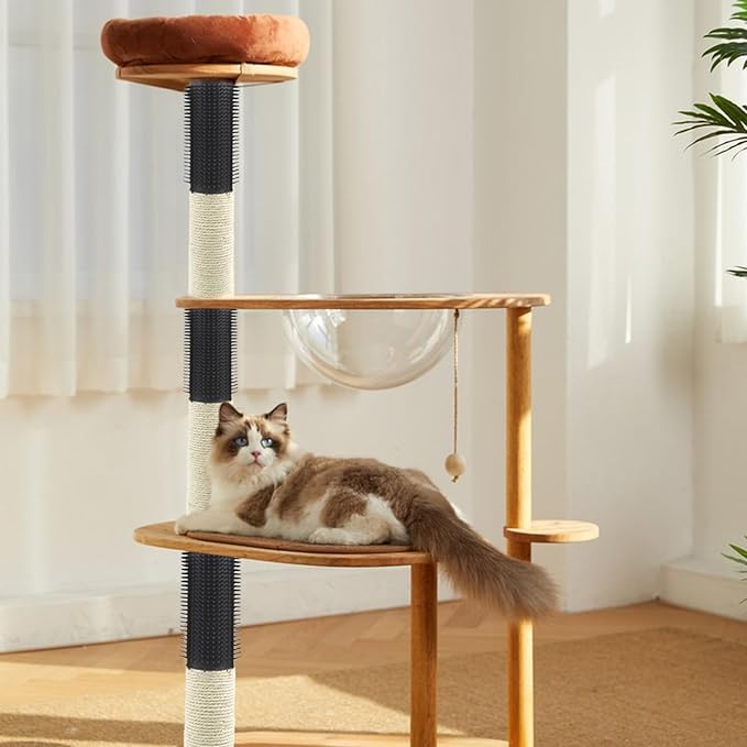 Cat Scratching Post Replacement,15.7 in M8 Cat Tower Replacement Poles with Self Groomer Massage Natural Sisal Refill Pole Parts Climbing Tickling Clawing for Indoor Cats Furniture Accessories