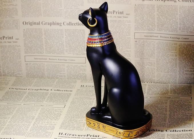 9.5" Ancient Egypt Kitty Egyptian Bastet Cat Goddess Statue Collectible Bastet Sculpture (9.5" Tall)