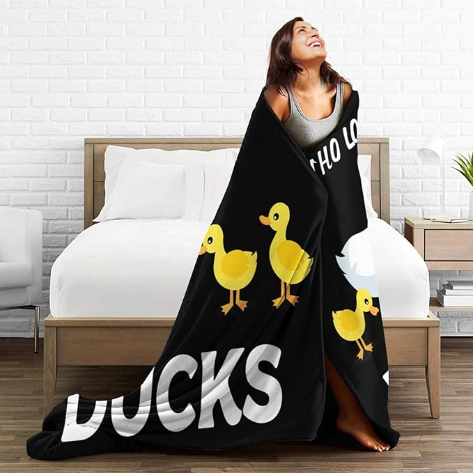 Just A Girl Duck Plush Throw Blanket - Super Soft, Cozy, Warm Fleece - Cute Duck Design - Perfect Gifts for Kids, Girls, Boys, Women - 40"X50"