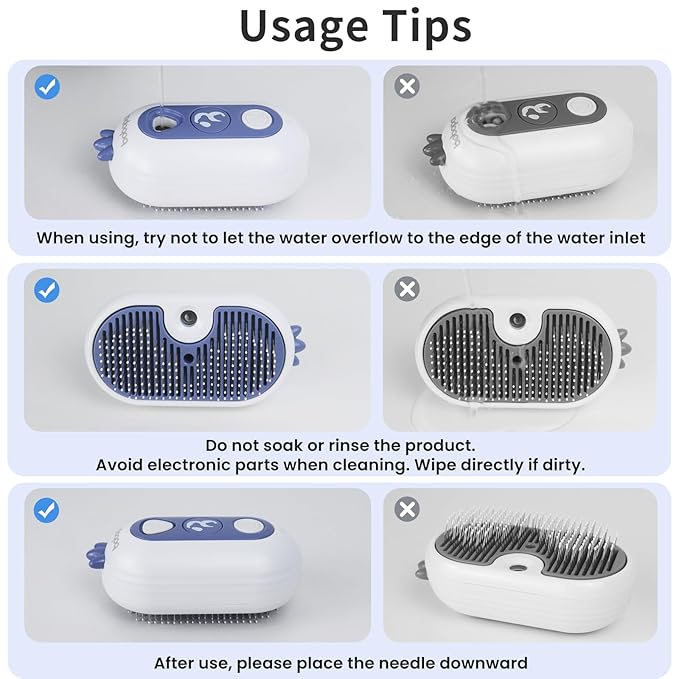 Bobopal Cat Steam Brush, 3 In 1 Cat Brush for Shedding, Self-Cleaning Cat Dog Grooming Brush, Steamy Pet Brush for Long & Short Haired Cats & Dogs Hair Removal Comb with Water Tank Anti-Static