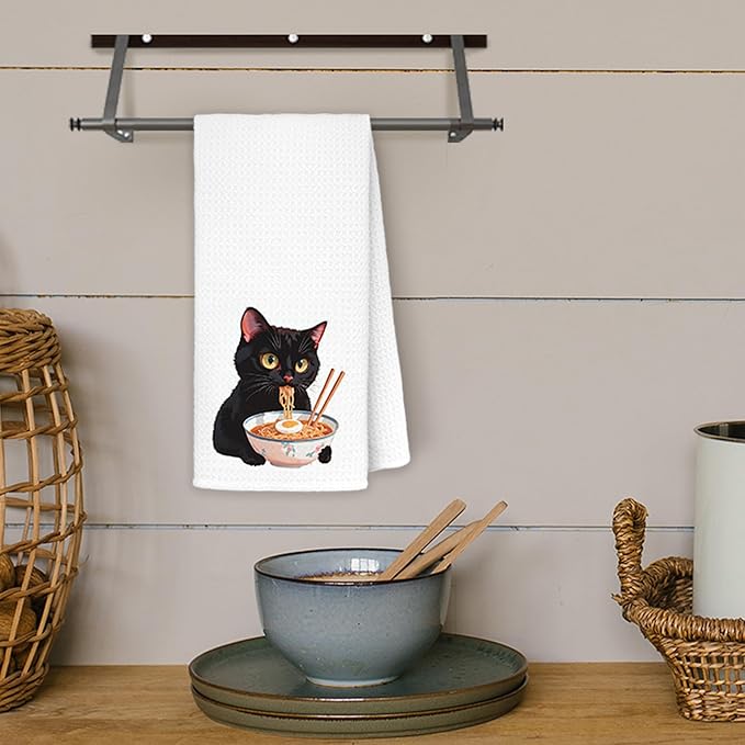 Black Cat Kitchen Towels, Black Cat Gifts, Cat Towels for Cat Lovers, Cat Hand Towels, Cat Dish Towels for Kitchen, Cat Tea Towel, Cat Mom Gifts, Cat Lady Gifts, 16x24 Inch