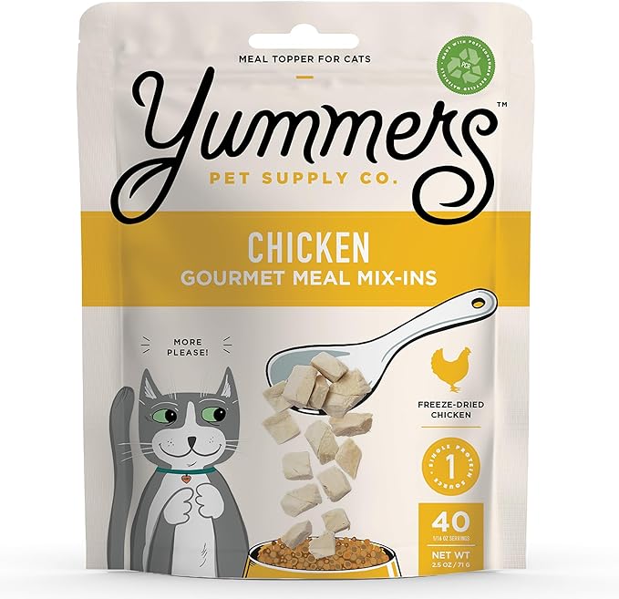 Premium Chicken Meal Mix-Ins, 2.5 oz - Freeze Dried Cat Food Mix Ins - Freeze Dried Cat Meal Toppers - Flavor Cat Food Topper for Dry Food - Cat Food Add Ins