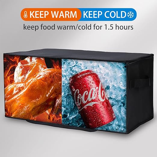 Bodaon Insulated Food Delivery Bag, 22" x 10" x 10" Insulated Pizza Delivery Bags for Hot/Cold Food, Black, 1-Pack