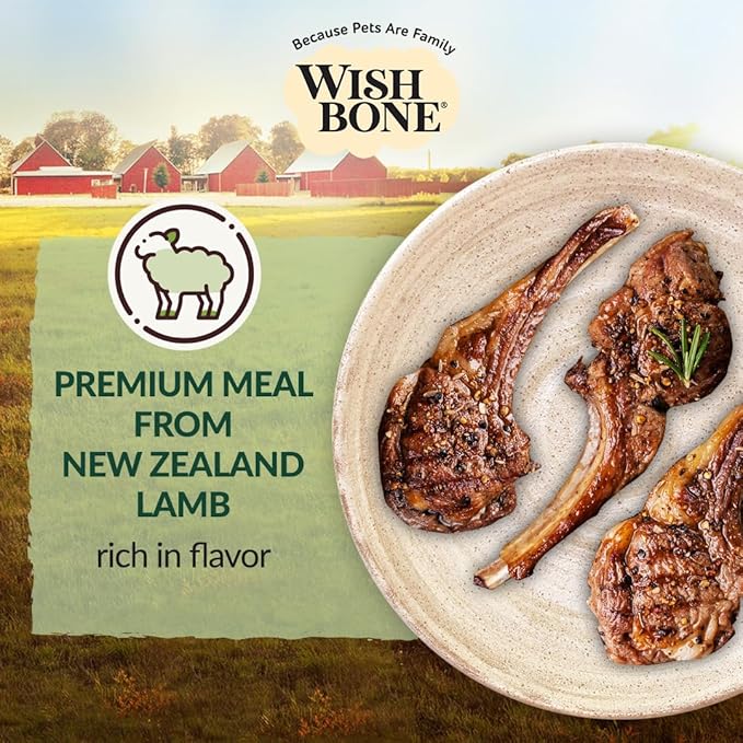 Wishbone Pasture New Zealand Lamb, Gluten Free, Grain Free Dry Cat Food, Premium Lamb Recipe Cat Food for Overall Pet Health - 4 lb