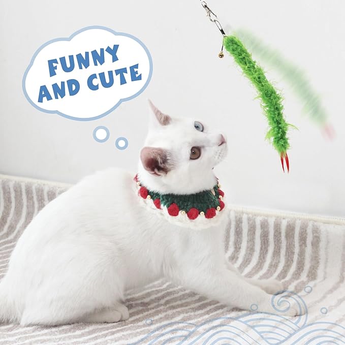 SONGWAY Worm Cat Wand Toys - 6 PCS Cat Worm Toys with Retractable Cat Wand, Cat Feather Tail Toys, Cat Fishing Pole Toy, Interactive Cat Toys for Indoor Cats Kittens