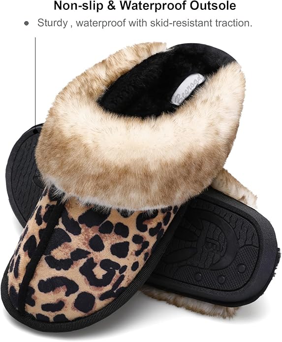 Besroad Winter Fuzzy House Slippers Sandals Plush Faux Fur Fluffy Flats Slippers Warm Slide Shoes for Women