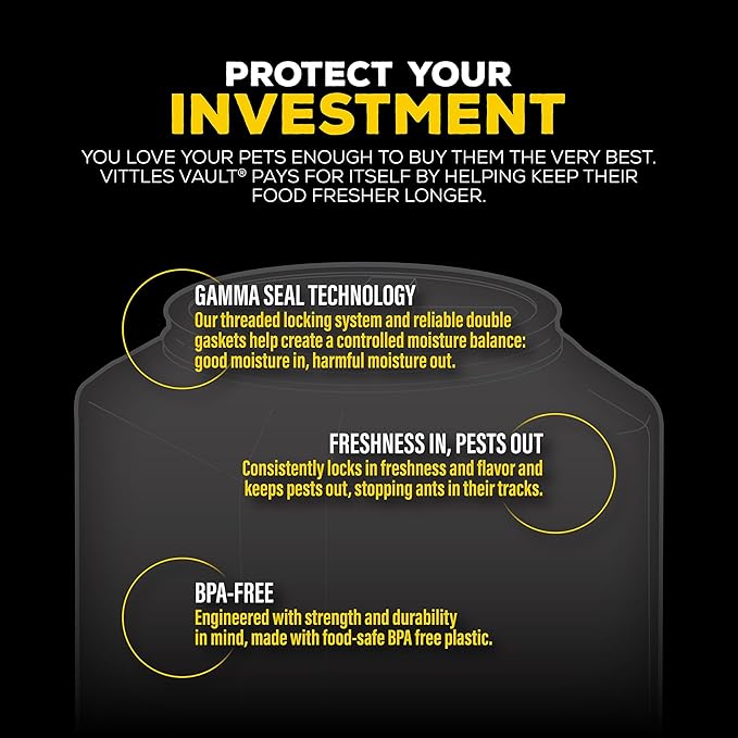 Gamma2 Vittles Vault Stackable Dog Food Storage Container with Sealing Lid, Up to 40 lbs Dry Pet Food Storage Container, USA-Made - [20.5"L x 12"W x 16.75"H]