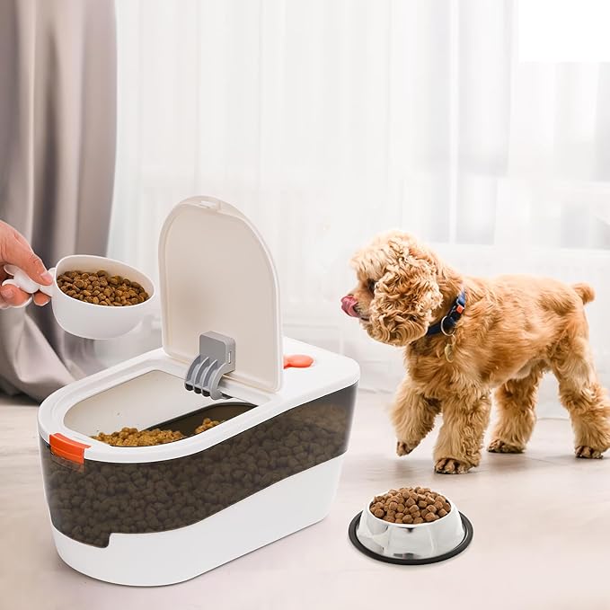 ZEAYEA Dog Foods Storage Container, 7 Lbs Airtight Pet Cat Food Storage Bins with Scoop, Cute Plastic Cereal Rice Container for Keeping Dry Food