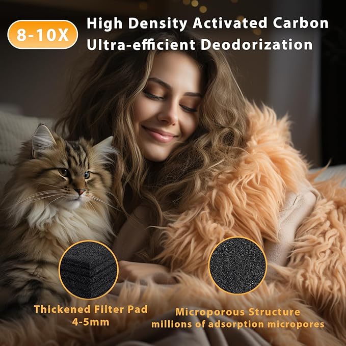 8 Pack Carbon Filters Compatible with Cat Automatic Litter Box Robot 4, Thick Replacement Filters to Absorbs Odors Controls Moisture Keeps Home Smelling Fresh