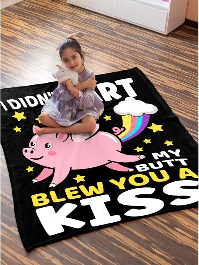 Funny Pig Blanket Gift for Girls Boys- 50x60 Inches Soft Flannel Throws Blankets Funny Gift for Teen Women Men Adult Cute Pig Lover Gifts for Birthday Christmas Halloween Bed Sofa Couch
