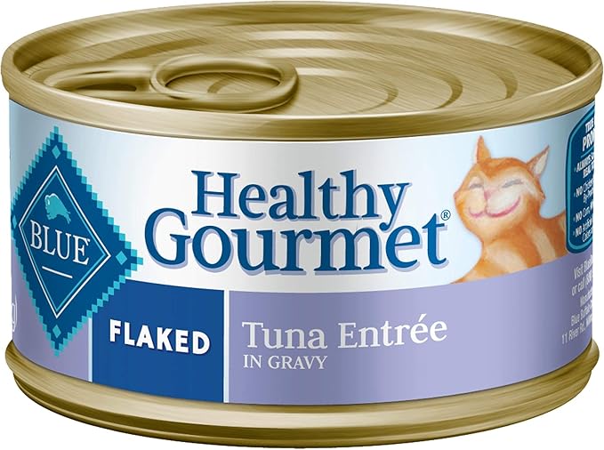 Blue Buffalo Healthy Gourmet Natural Adult Flaked Wet Cat Food Variety Pack Tuna, Chicken, Fish & Shrimp 3-Oz Cans (12 Count- 4 of Each Flavor)