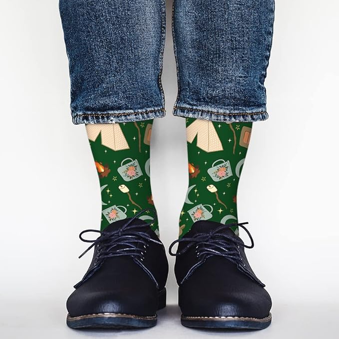 AOYEGO Volleyball Funny Socks Water Polo Balls Iridescent Novelty Casual Crew Socks Contrast Color Design for Women Men Gift