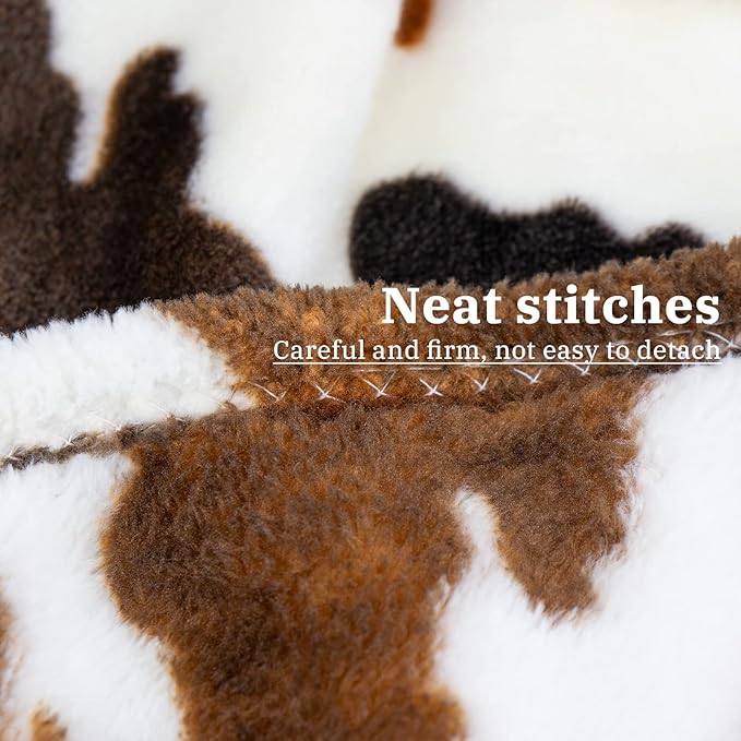 Cow Print Blanket Fleece Flannel Fuzzy Lightweight Travel Blankets Soft Warm Plush Brown Throw Blanket Cozy All-Season Couch Cow Blankets and Throws for Baby Kids Girls Boys Teens Gifts 50x60 inch