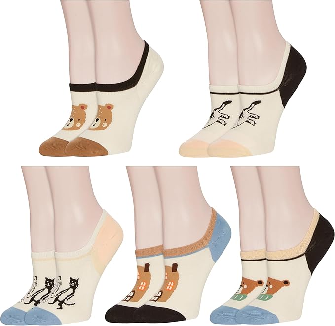 Benefeet Sox Womens Girls Cute No Show Liner Socks Non Slip Funny Patterned Low Cut Socks Novelty Cotton Loafer Footies Sock