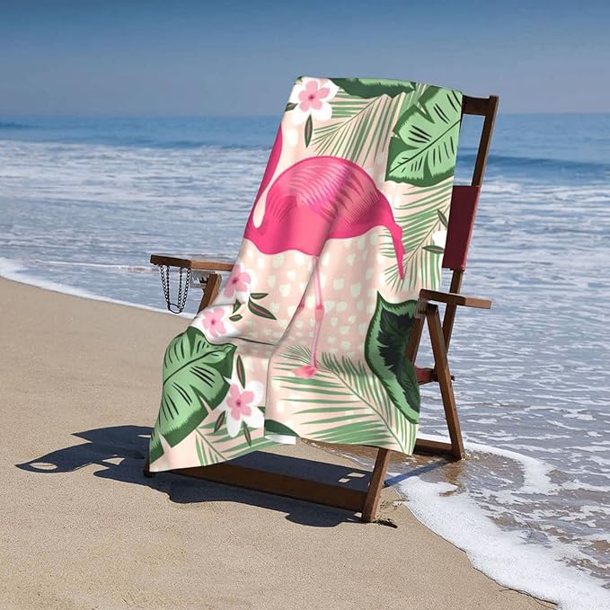 Flamingo Microfiber Beach Towel for Women/Adults, Cute Personalized Beach Towels Bulk, Big Extra Large Beach Towels Oversized Clearance, Quick Dry Sand Free Pool Towel 30"x 60"