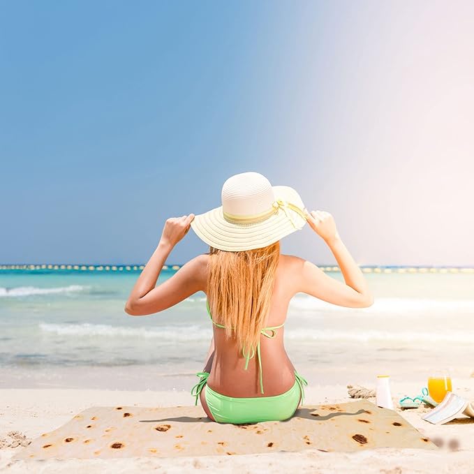 LIVILAN Funny Mexican Taco Burrito Beach Towel for Adult, Oversized Microfiber Quick Dry Sand Free Towel, Lightweight and Soft Pool Swim Shower Travel Towel, Burrito Gifts for Women Men Kids,30”X60”