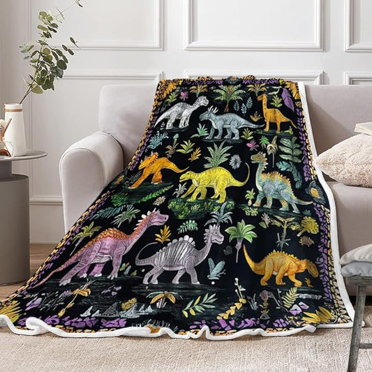 Funny Dinosaur Blankets for Boys, Cute Dino Throw Blanket All Season Dinosaur Lovers Cozy Soft Lightweight Warm Flannel Fleece Blankets Cozy Soft Blanket Gifts for Women Men Girls Boys Pet Kids
