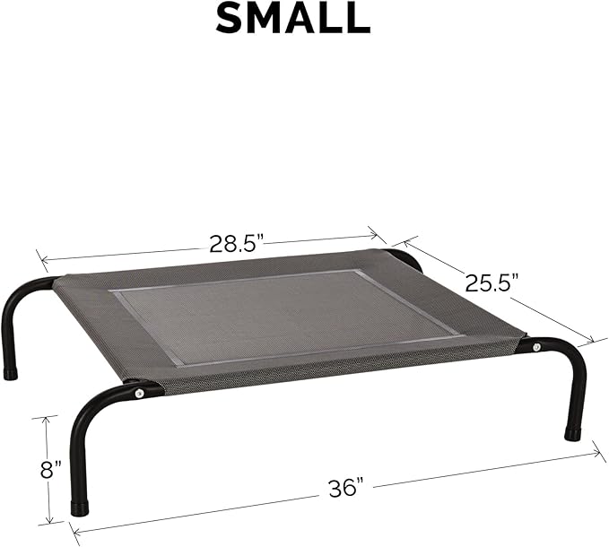 FurHaven Elevated Pet Cots - Cooling & Breathable Nylon Mesh Hammock for Small Dogs & Cats/Easy-to-Assemble / / Durable and Reinforced/Perfect for Rest & Relaxation Outdoors - Graphite Gray, Small