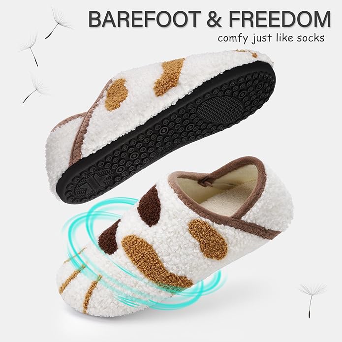 ATHMILE House Slippers for Women Men Indoor Barefoot Slippers Socks Furry Slip on House Shoes Cozy Comfy Slippers for Home Bedroom Travel Yoga