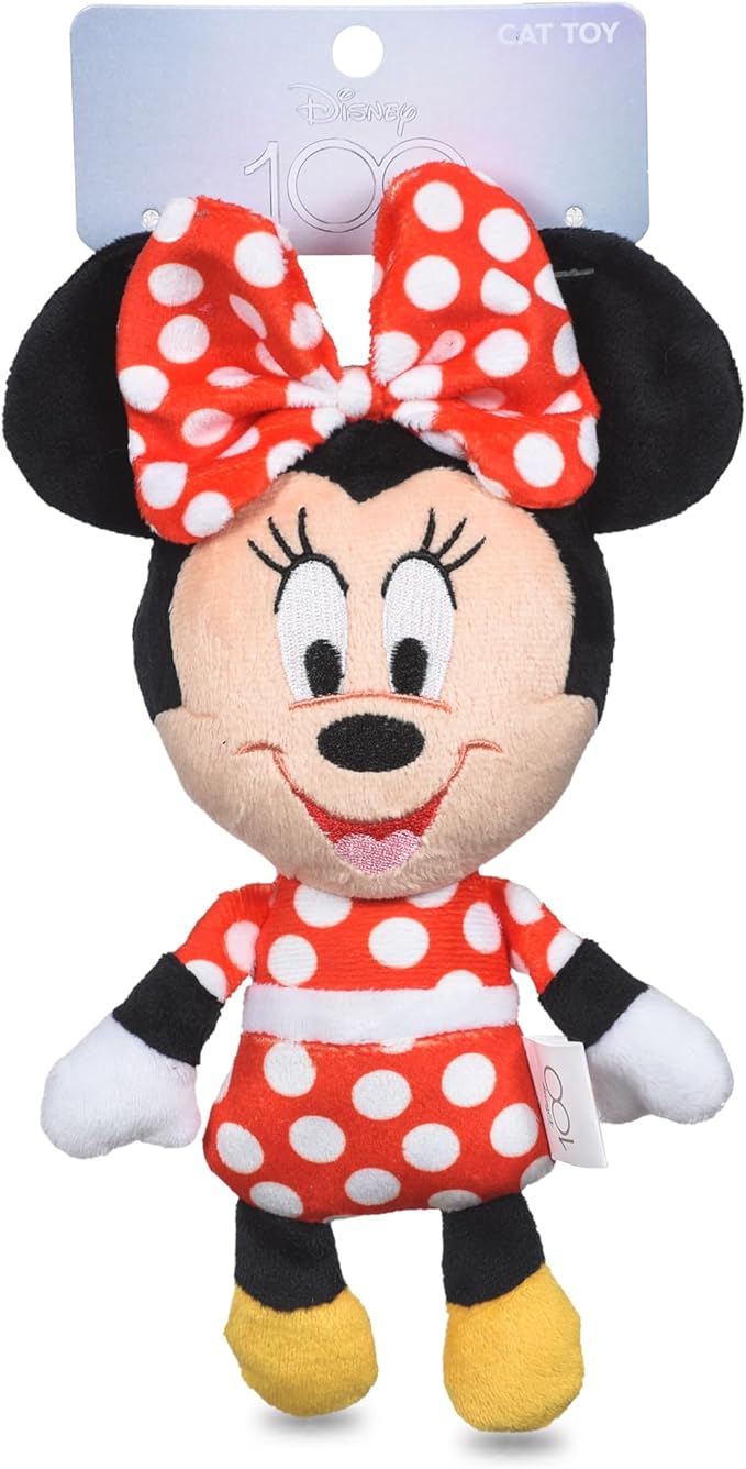 Minnie Mouse Cat Kicker Toy with Catnip, 9in | Disney Cat Toys | Fun Cat Kicker Style Plush Toy with Catnip and Crinkle for Cats Inspired by Disney Mickey and Friends