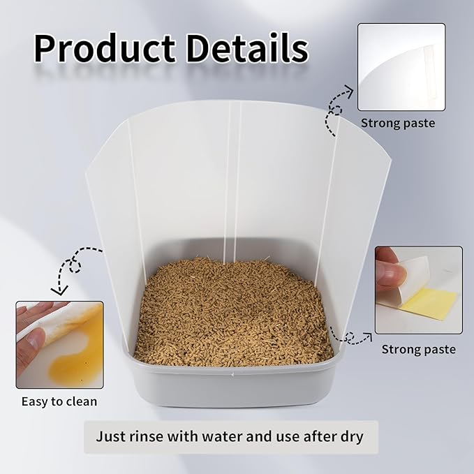 4 Pcs Cat Litter Box Pee Shields ，Litter Box Shield Easy to Clean，Suitable for Open Litter Boxes，Say Goodbye to Messes and Odors in Your Home，Litter Box Not Included