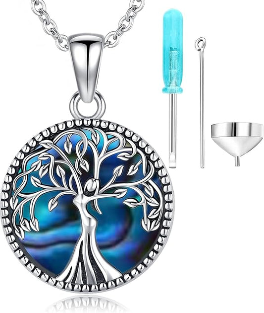 Aniu Cremation Jewelry for Ashes S925 Sterling Silver Urn Necklace Memorial Necklace for Human Ashes of Loved Ones Keepsake Pendant for Men Women