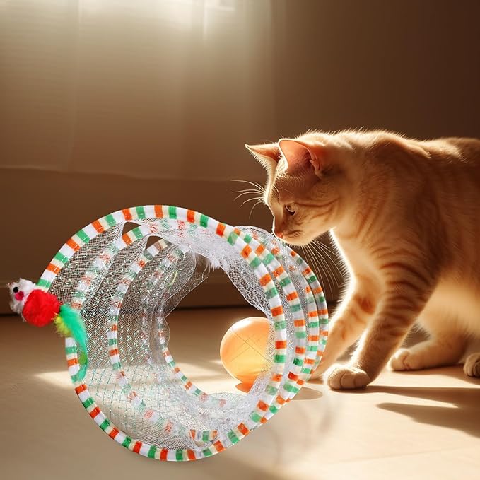 Cat Tunnel Toy with Interactive Kicking Toy for Cats and Kittens Engaging Play Kitten Accessory for Indoor Fun and Activity