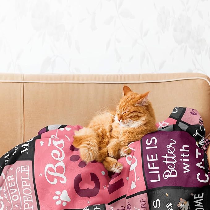 Cat Mom Gifts for Women Blanket 60"x50", Cat Lover Gifts for Women, Funny Cat Gifts for Cat Lovers Women, Gifts for Cat Lovers for Women, Cat Themed Gifts, Cat Lady Gifts, Cat Gift Ideas