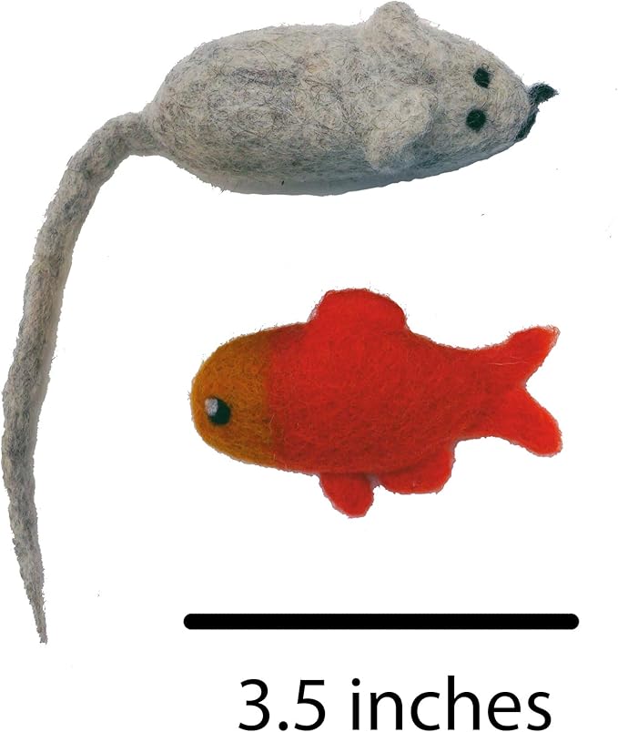 Toys for Cats and Kittens 100% Wool Felt Handmade in Nepal (8 Assorted)