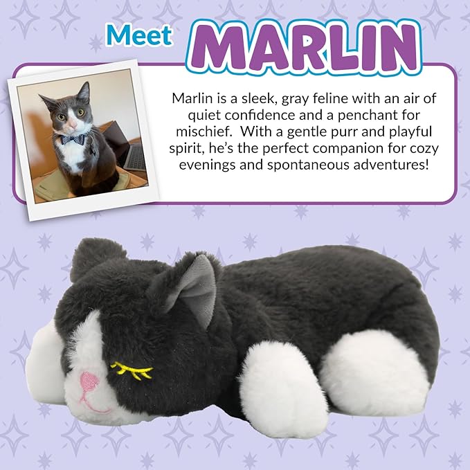 Original Snuggle Kitty Heartbeat Stuffed Cat Toy by Snuggle Puppy. Pet Anxiety Relief and Calming Aid for All Breed Sizes in Gray & White