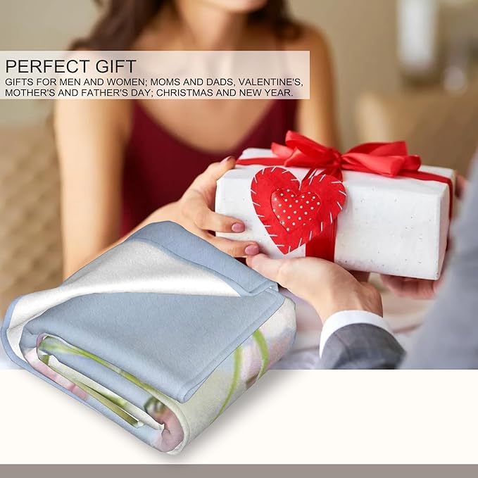 Beautiful Floral Blanket - Ultra Soft & Cozy Flannel Throw Blankets with Flowers, Warm, Lightweight & Fuzzy - Perfect for Bed, Couch, Travel & Outdoor Use - for Men Women Adults 60"×50"