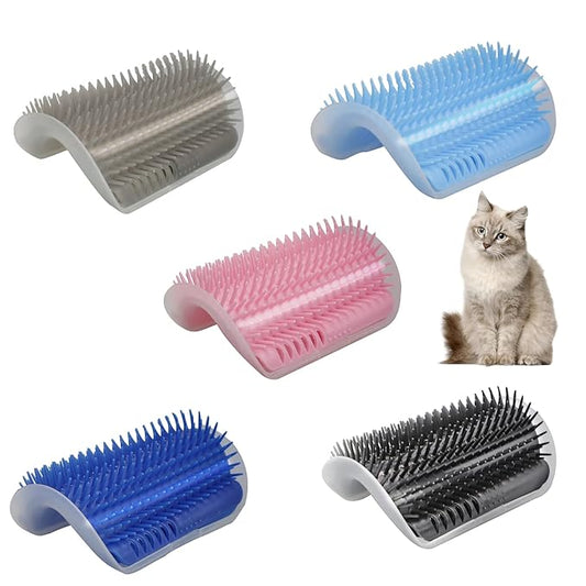5Pack Self Groomer - Soft Face Massager with Catnip Pouch, Grooming Brushes for Indoor Cats, Comfort Rubbing Post Wall Corner Scratcher Comb for Long & Short Fur