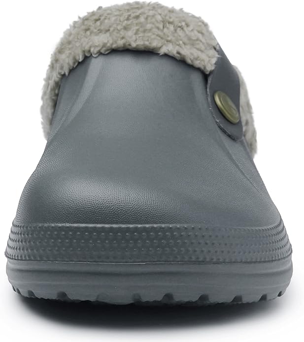 SMajong Mens Fur Lined Clogs Womens Waterproof Slippers Garden Shoes Winter Warm Plush Home House Slippers Indoor Outdoor Mules